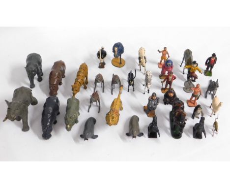 A quantity of mostly early 20thC. animal & people figures including Britains
