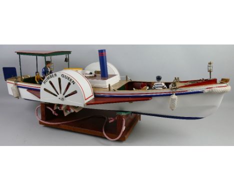 A scratch built radio controlled model of the paddle boat Humber Queen, of hard chine construction with feathering paddles an
