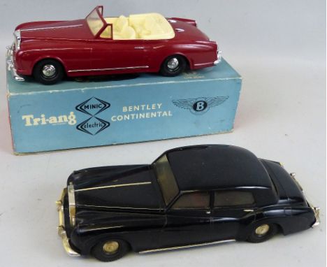 A Tri-ang Minic Electric scale model of a Bentley Continental, boxed, and Tri-ang battery operated Rolls Royce, unboxed (2)