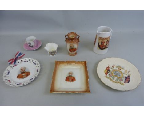 Lord Roberts - eight ceramic items comprising wall plaque 22cm high, continental ribbon plate 21cm diameter, "England Expects
