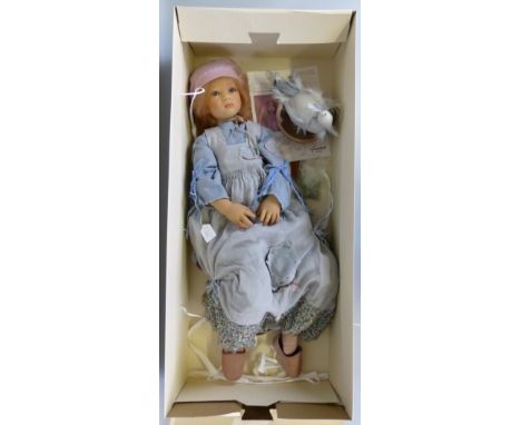 An Annette Himstedt limited edition doll "Aschenputtel", No.409/577, 2003, 80cm high, boxed with ceramic dove, bowl and shoes