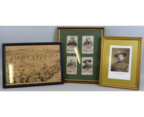 Four Stevengraph woven silk portraits of Boer War military leaders by Thomas Stevens Coventry comprising Roberts, Buller, Kit