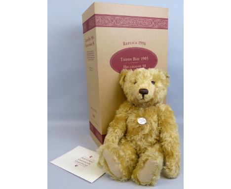 A Steiff limited edition Teddy Boy 1905 Teddy Bear, No.1099/6000, 50cm high, boxed with certififcate and outer packaging