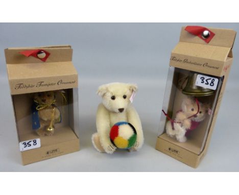 Three Steiff limited edition teddy bears comprising The Exhibition Bear No.683/1500, 21cm high, Teddy Bear Trumpeter Ornament