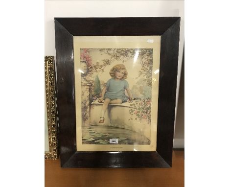 GOOD ANTIQUE ROSEWOOD PICTURE FRAME WITH A QUEEN UNCROWNED PRINT