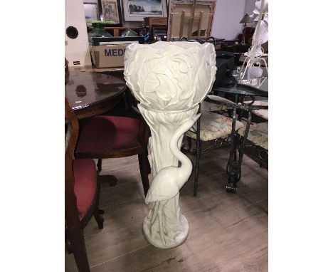 WHITE CERAMIC JARDINIERE AND STAND MADE IN ITALY 1M HIGH APPROX
