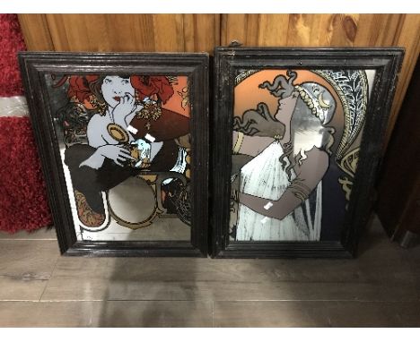 1 PAIR VINTAGE ART NOUVEAU STYLE MIRROR