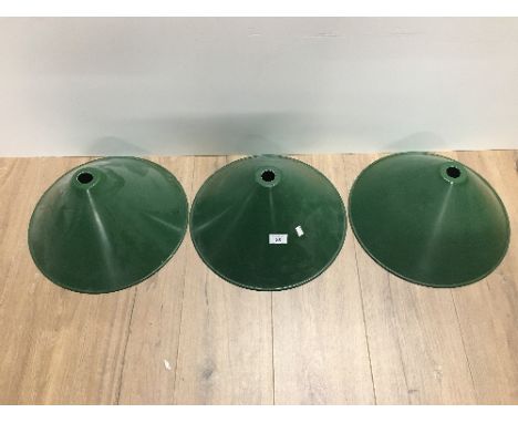 3X VINTAGE "SNOOKER" METAL LIGHT SHADES