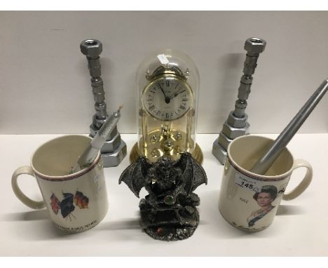 LORD OF THE RINGS "BALROG" FIGURE AND "NUTS" CANDLESTICKS ETC (6)