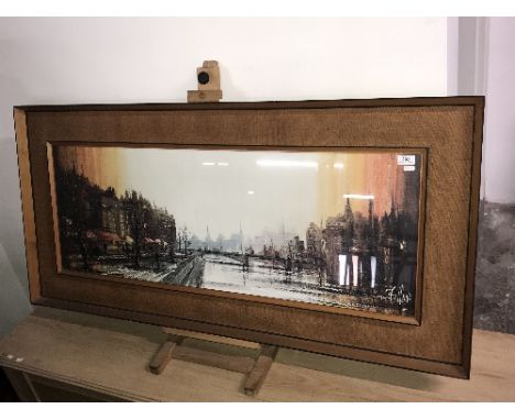 VINTAGE PRINT "PARISIAN BRIDGE" BY FOLLAND 110CM W 39CM H