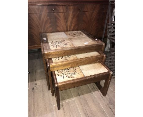 VINTAGE TILED TOP NEST OF TABLES