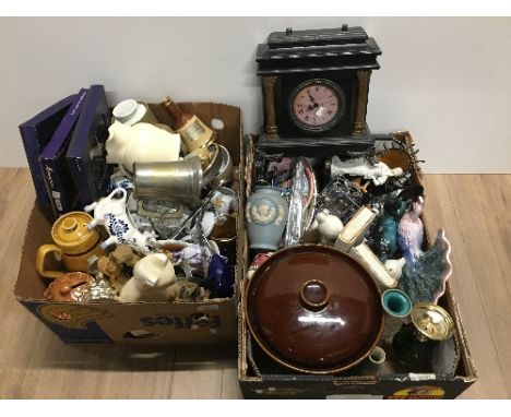 2 BOXES OF ASSORTED GOODS INC MANTLE CLOCK