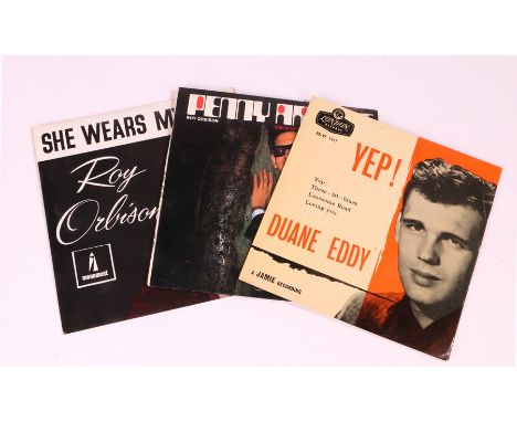 3x 7'' EPs. Duane Eddy - Yep! (RE-W 1217). Roy Orbison(2) - Penny Arcade (EZA 7594), She Wears My Ring (PX-11 229)