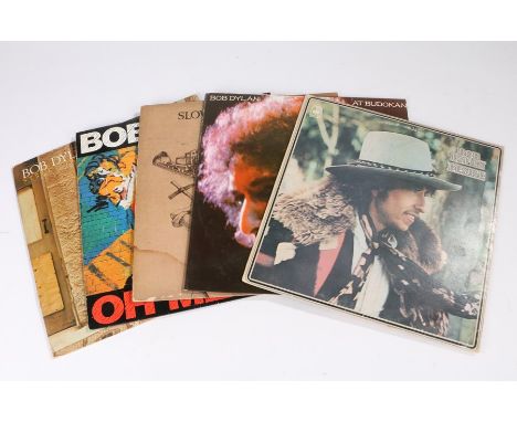 5x Bob Dylan LPs - At Budokan, Desire, Oh Mercy, Slow Train Coming, Street Legal