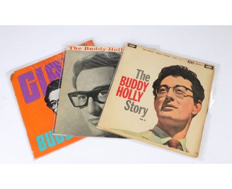 3x Buddy Holly LPs. The Buddy Holly Story (LVA 9105). The Buddy Holly Story Vol.2 (LVA 9127). Giant (MUPS 371)