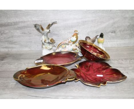Four ceramic bird models to include; Poole Pottery, Karl Ens, Staffordshire Pheasant by J T Jones etc plus Three Carlton Ware