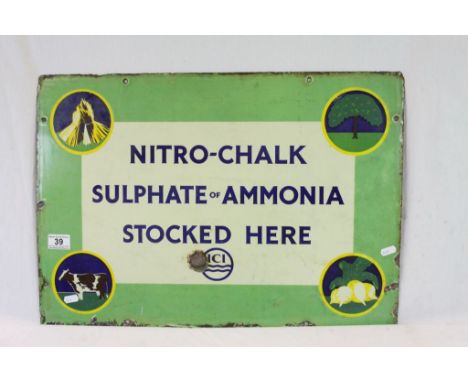Vintage Enamel sign "Nitro - Chalk Sulphate of Ammonia ICI"