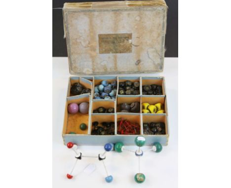 Vintage French University / Educational / Scientific Boxed Set of Wooden and Metal Model Molecules including Two Made Up Mode