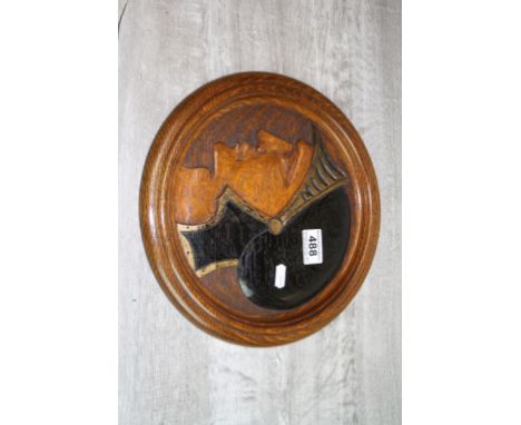 Circular Oak Plaque with Roman style portrait in profile
