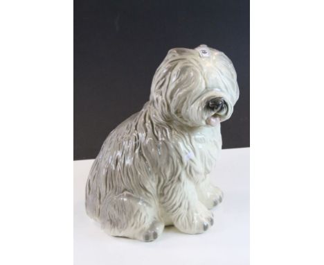 Large ceramic Old English Sheep dog, with Artists signature to base