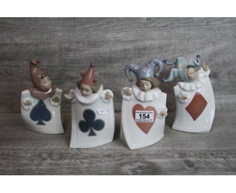 Set of four boxed Nao ceramic figurines dressed as Playing Cards
