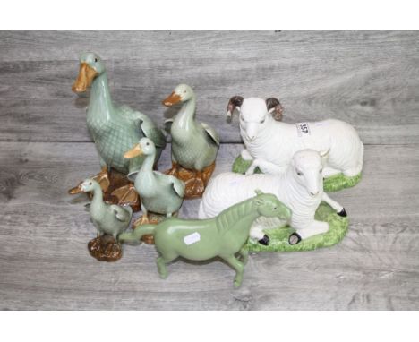 Collection of painted &amp; glazed ceramic Animals to include Ducks, Sheep &amp; a Horse