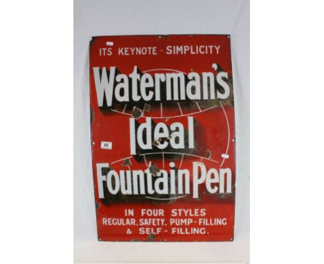 Large vintage "Waterman's Ideal Fountain Pen" Enamel sign