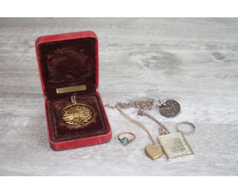 Opal doublet rose metal ring, early 20th century Art Nouveau silver brooch depicting a maiden's head with flowing hair, appli