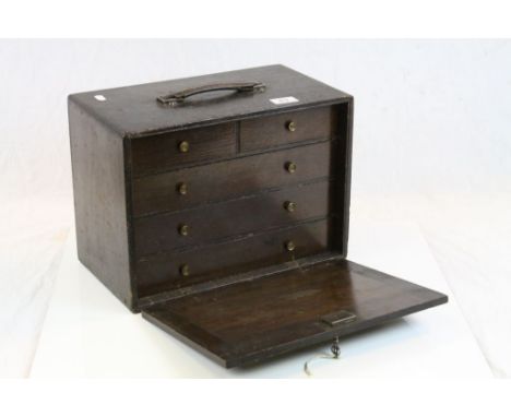 Vintage Wooden Engineers tool box with vintage Tools and key