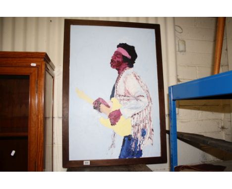Rock Music Interest, Oil on Canvas, Portrait of Rock Legend Jimi Hendrix