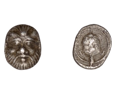 Greek Coinages, LESBOS, Methymna, Obol, facing head of Silenos, rev. tortoise within wire-line circle, 0.31g (McClean –; BMC 