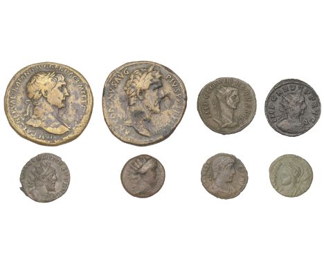 Roman Imperial Coinage, Trajan, Sestertius, Rome, c. 103-11, laureate bust right, rev. Pax, draped and standing left, holding