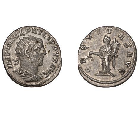 Philip I, Antoninianus, Antioch, 247, radiate, draped and cuirassed bust right, rev. aeqvitas avg, Aequitas standing left, ho