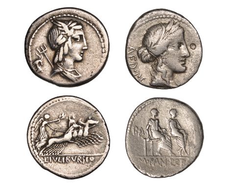 Roman Republican Coinage, Denarii (2), M. Fannius and L. Critonius, c. 86, laureate head of Ceres right, aed pl behind, rev. 