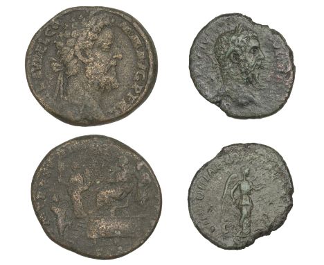 Roman Imperial Coinage, Septimius Severus, As, commemorating Victory in Britain, 211, rev. Victory standing right, captives b