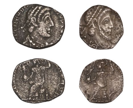 Roman Imperial Coinage, Eugenius, Siliqua, Mediolanum or Trier, c. 392-3, pearl-diademed bust right, rev. Roma seated left, h