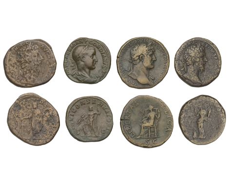 Roman Imperial Coinage, Hadrian, Sestertius, 120-1, rev. Libertas seated left, holding branch, 24.58g (RIC II 423); Gordian I