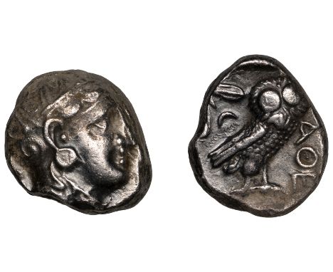 Greek Coinages, ATTICA, Athens, Tetradrachm, c. 353-294, helmeted head of Athena right, rev. owl standing right, olive sprig 