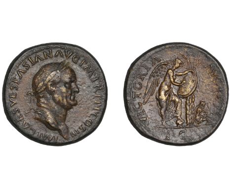 Roman Imperial Coinage, Vespasian, Sestertius, 71, commemorating the capture of Judaea, imp caes vespasian avg p m tr p p p c