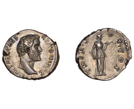 Antoninus Pius (as Cæsar), Denarius, 138, bare head right, rev. trib pot cos, Diana standing right, holding bow and arrow, 3.