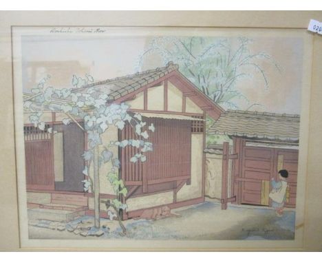 Marguerite Gifford - a Japanese coloured print entitled Doshisa Tokiwai Mo, 12" x 9", framed 