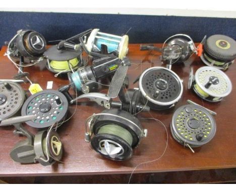 A quantity of fishing reels to include British Fly Reels Ltd, Garcia Mitchell 600, Shakespeare Graflite, Sundridge Skorpio sp