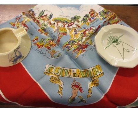 Three items related to the South of France to include two ceramic ashtrays 