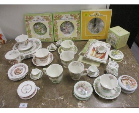 Royal Doulton Brambly Hedge collectibles to include a clock, books, pots and covers, miniature table ware and teaware 