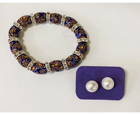 MILLEFIORI CRYTAL BRACELET &amp; PEARL STUDS