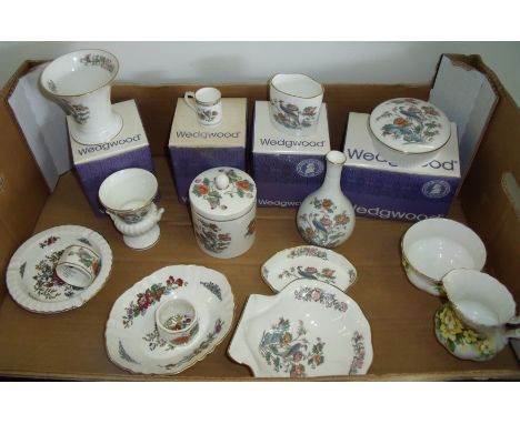 Selection of Wedgwood Kutani Crane vases, trinket pots, Paragon, Royal Albert  etc.