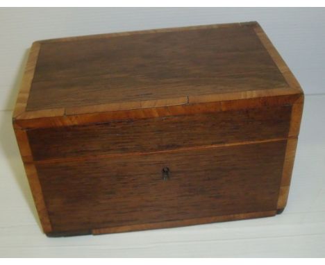 Oak tea caddy with satin wood inlay