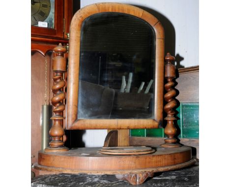 Victorian mahogany dressing table mirror on barley twist supports 