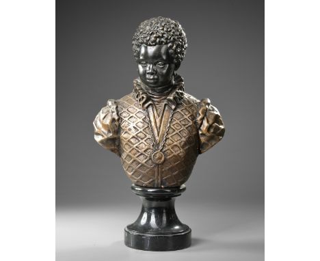 Mounted on a marble base, height including base 53,5 cm.   Kwasi Boakye or Kwasi Boachi (1827-1904) was a Prince of the Ashan