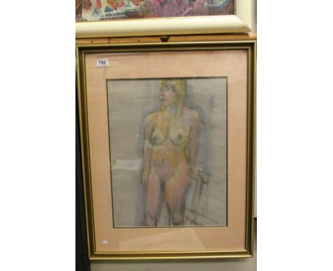 V.Hamer 20th Century framed pastel study pose of a female nude